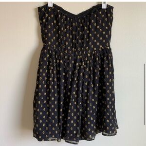 Greylin Size L Silk Dress Strapless Black Gold Mini Flowy Sexy Classy Wedding